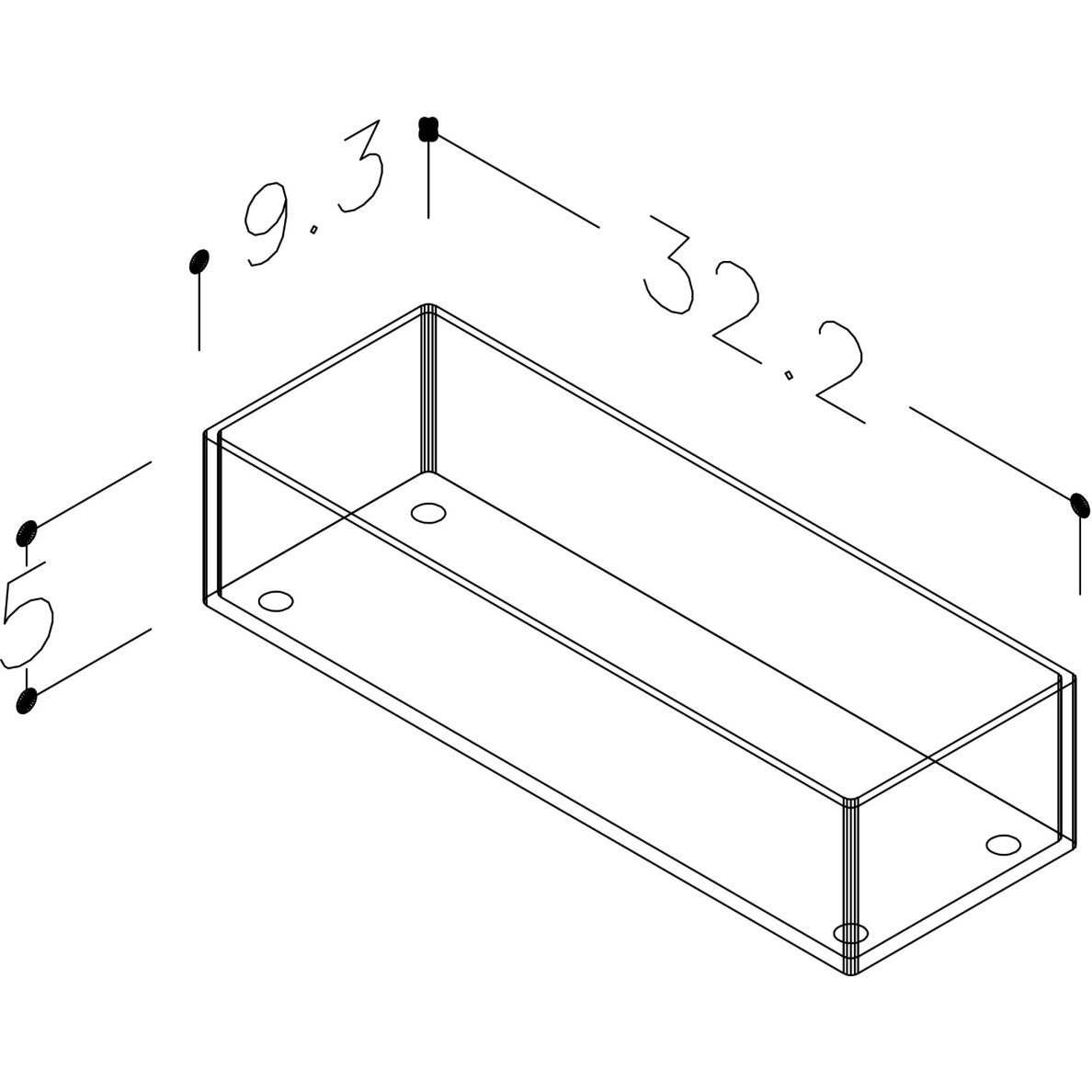 Kamė organinio stiklo dėžutė 270x93 mm (D) 1