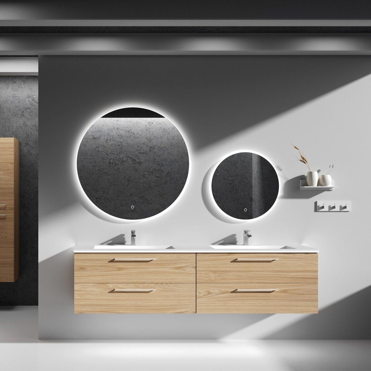 Kamė ROUND apvalus veidrodis su LED apšvietimu 100 cm 1