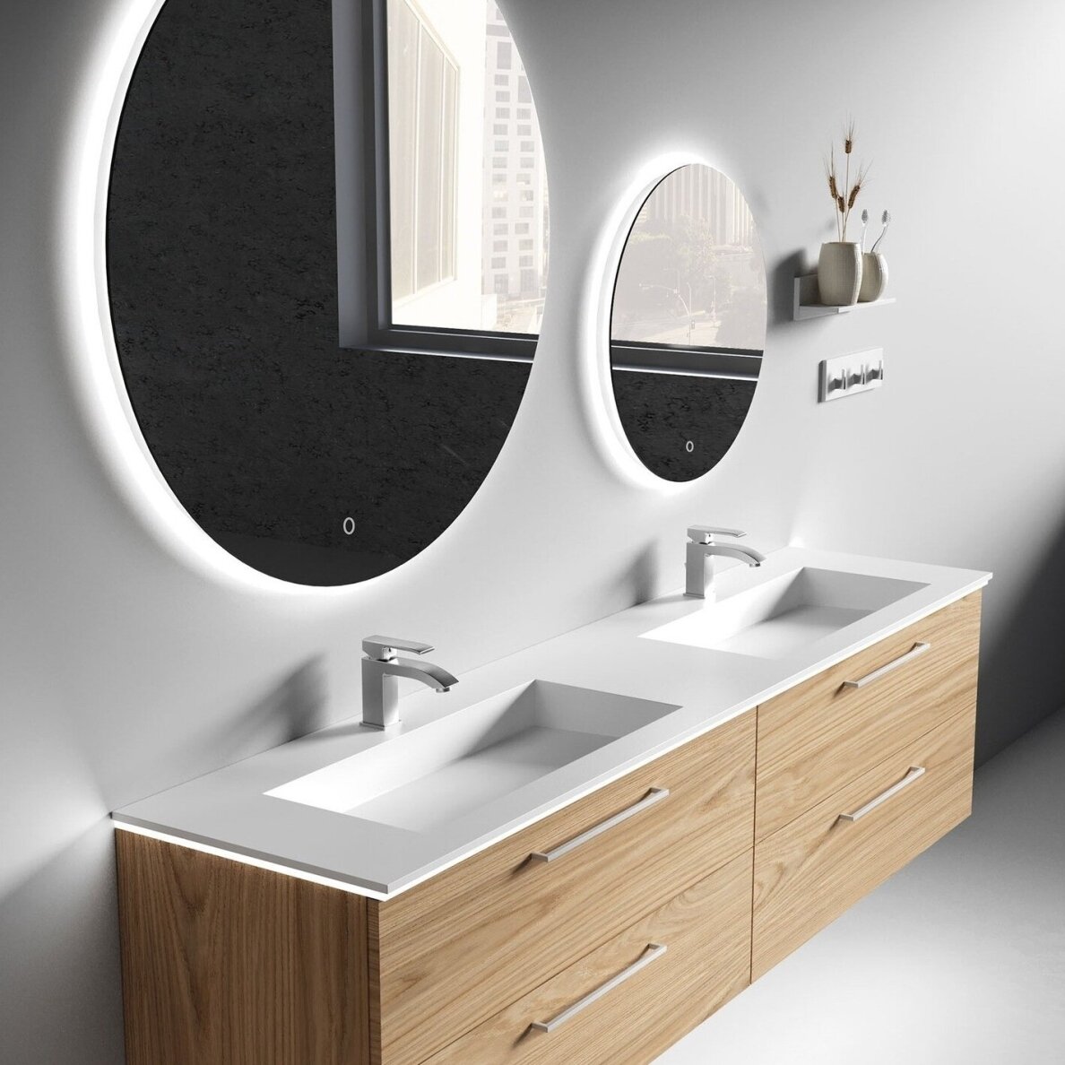 Kamė ROUND apvalus veidrodis su LED apšvietimu 60 cm 2