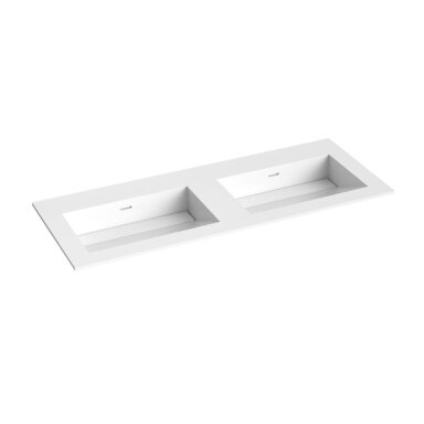 Kamė CORIAN®1 dvigubas praustuvas 120 cm, matinis baltas Kamė CORIAN®1 dvigubas praustuvas 120 cm, matinis baltas