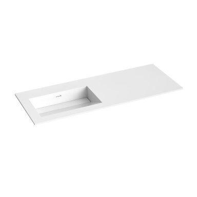 Kamė CORIAN®1 praustuvas su dubeniu kairėje 120 cm, matinis baltas