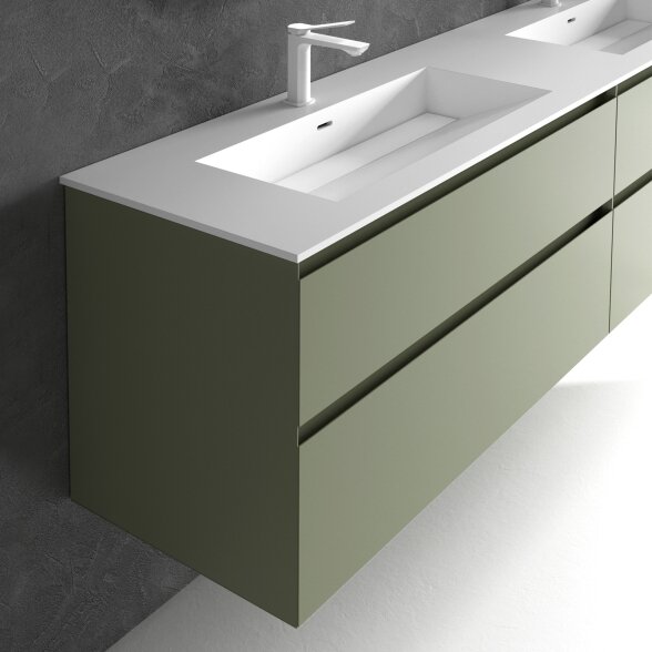 Kamė CORIAN®1 dvigubas praustuvas 160 cm, matinis baltas 1 Kamė CORIAN®1 dvigubas praustuvas 160 cm, matinis baltas 1