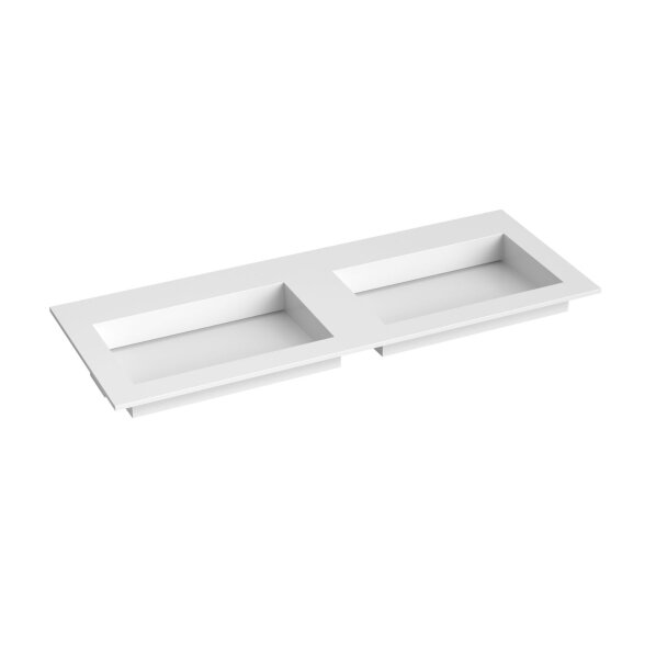 Kamė CORIAN®2 dvigubas praustuvas 120 cm, matinis baltas Kamė CORIAN®2 dvigubas praustuvas 120 cm, matinis baltas