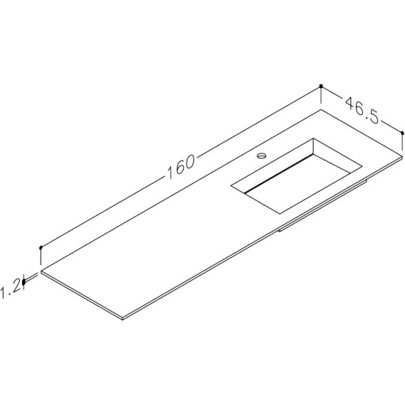 Kamė CORIAN®2 praustuvas su dubeniu dešinėje 160 cm, matinis baltas 1 Kamė CORIAN®2 praustuvas su dubeniu dešinėje 160 cm, matinis baltas 1