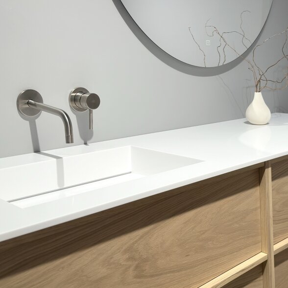 Kamė CORIAN®2 praustuvas su dubeniu dešinėje 200 cm, matinis baltas 6 Kamė CORIAN®2 praustuvas su dubeniu dešinėje 200 cm, matinis baltas 6