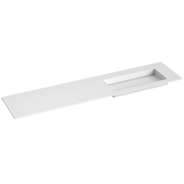 Kamė CORIAN®2 praustuvas su dubeniu dešinėje 200 cm, matinis baltas Kamė CORIAN®2 praustuvas su dubeniu dešinėje 200 cm, matinis baltas