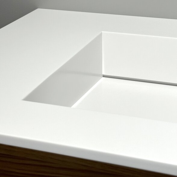 Kamė CORIAN®2 praustuvas su dubeniu kairėje 120 cm, matinis baltas 7