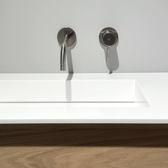 Kamė CORIAN®2 praustuvas su dubeniu kairėje 120 cm, matinis baltas 8