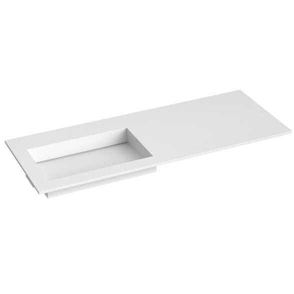 Kamė CORIAN®2 praustuvas su dubeniu kairėje 120 cm, matinis baltas