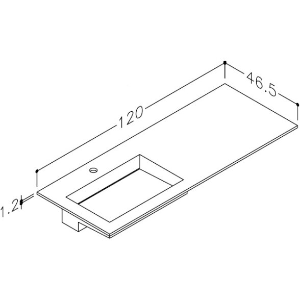 Kamė CORIAN®2 praustuvas su dubeniu kairėje 120 cm, matinis baltas 1