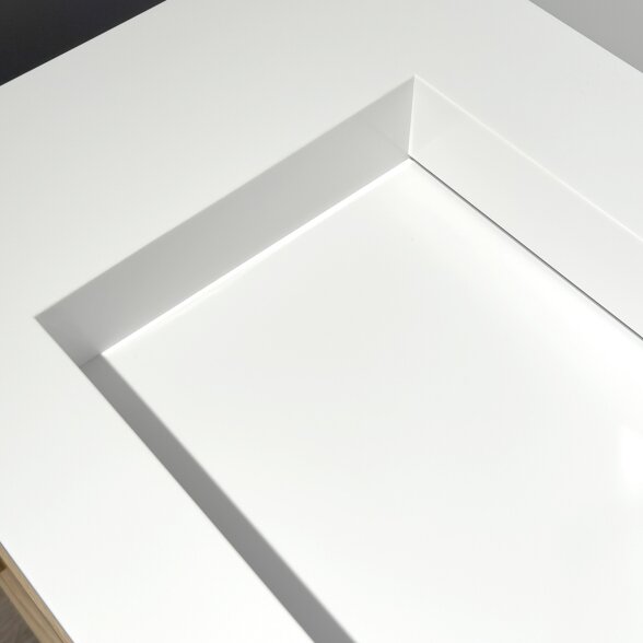 Kamė CORIAN®2 praustuvas su dubeniu kairėje 200 cm, matinis baltas 3 Kamė CORIAN®2 praustuvas su dubeniu kairėje 200 cm, matinis baltas 3
