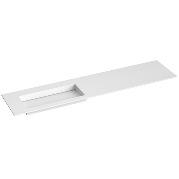 Kamė CORIAN®2 praustuvas su dubeniu kairėje 200 cm, matinis baltas