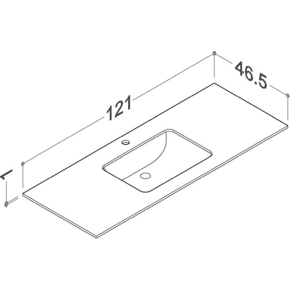 Kamė ILSA HPL stalviršis su klijuotu keraminiu praustuvu 120 cm 6 Kamė ILSA HPL stalviršis su klijuotu keraminiu praustuvu 120 cm 6
