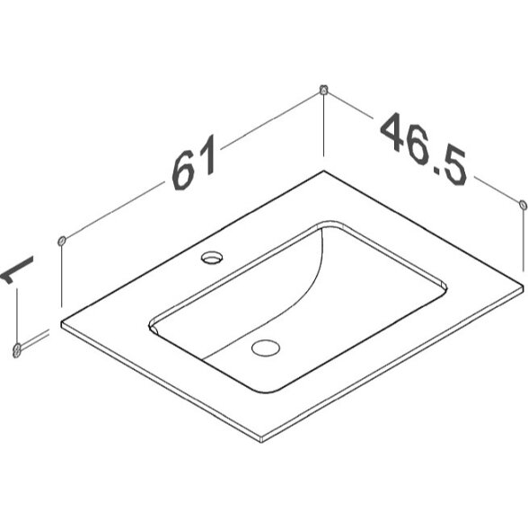 Kamė ILSA HPL stalviršis su klijuotu keraminiu praustuvu 60 cm 5
