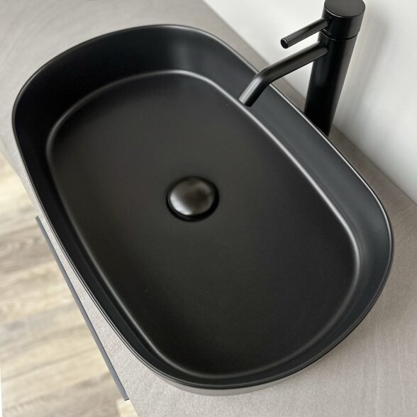 Kamė VESSEL pastatomas keraminis praustuvas, matinis juodas Kamė VESSEL pastatomas keraminis praustuvas, matinis juodas