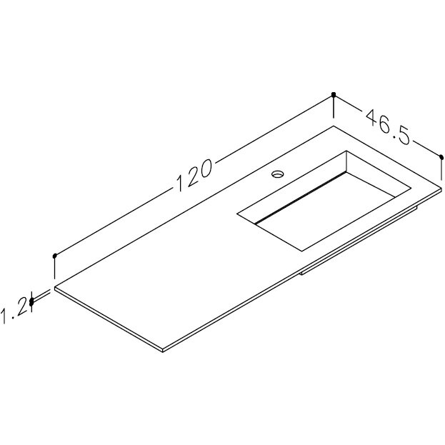 Kamė CORIAN®2 praustuvas su dubeniu dešinėje 120 cm, matinis baltas 1 Kamė CORIAN®2 praustuvas su dubeniu dešinėje 120 cm, matinis baltas 1