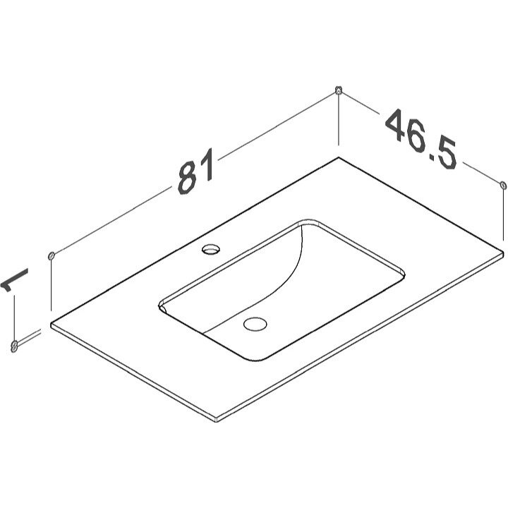Kamė ILSA HPL stalviršis su klijuotu keraminiu praustuvu 80 cm 6 Kamė ILSA HPL stalviršis su klijuotu keraminiu praustuvu 80 cm 6