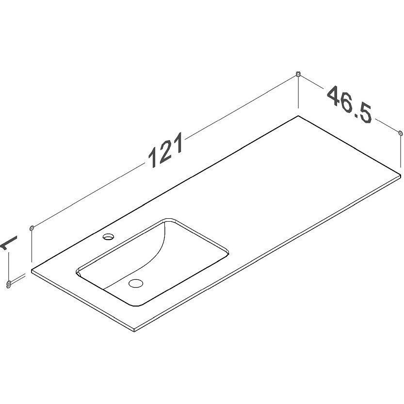 Kamė ILSA HPL stalviršis su klijuotu keraminiu praustuvu 120 cm, praustuvas kairėje 6 Kamė ILSA HPL stalviršis su klijuotu keraminiu praustuvu 120 cm, praustuvas kairėje 6
