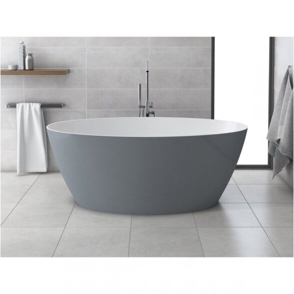 Lieto akmens vonia Marble+ SIENAWWBSP pilka išorė, baltas vidus 3
