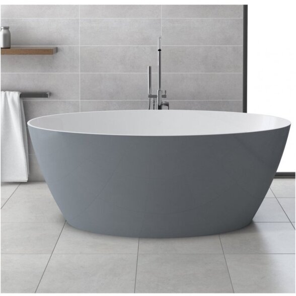 Lieto akmens vonia Marble+ SIENAWWBSP pilka išorė, baltas vidus 2