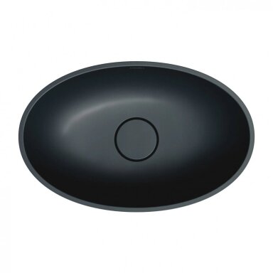 Matinės juodos spalvos pastatomas ant stalviršio praustuvas Omnires SHELL M+ SHELL500UNBLV 50 x 32 cm