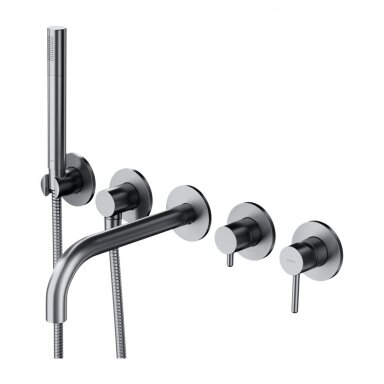 Matinės nerūdijančio plieno spalvos sieninis 5 skylių maišytuvas voniai Y1237/1NI (snapelio ilgis 22 cm) Matinės nerūdijančio plieno spalvos sieninis 5 skylių maišytuvas voniai Y1237/1NI (snapelio ilgis 22 cm)