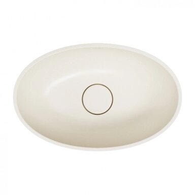 Matinės smėlio spalvos pastatomas ant stalviršio praustuvas Omnires SHELL M+ SHELL500UNWS 50 x 32 cm