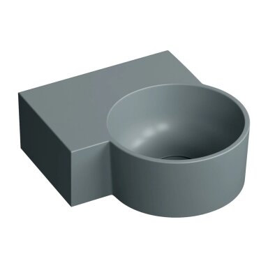 Matt ash grey spalvos pakabinamas/pastatomas ant stalviršio praustuvas Omnires OVO M+ 33 x 34 cm (kairė) Matt ash grey spalvos pakabinamas/pastatomas ant stalviršio praustuvas Omnires OVO M+ 33 x 34 cm (kairė)