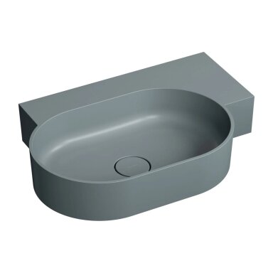 Matt ash grey spalvos pakabinamas/pastatomas ant stalviršio praustuvas Omnires OVO M+ 64 x 44 cm (dešinė) Matt ash grey spalvos pakabinamas/pastatomas ant stalviršio praustuvas Omnires OVO M+ 64 x 44 cm (dešinė)
