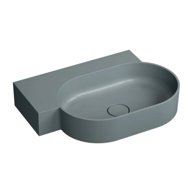 Matt ash grey spalvos pakabinamas/pastatomas ant stalviršio praustuvas Omnires OVO M+ 64 x 44 cm (kairė) Matt ash grey spalvos pakabinamas/pastatomas ant stalviršio praustuvas Omnires OVO M+ 64 x 44 cm (kairė)