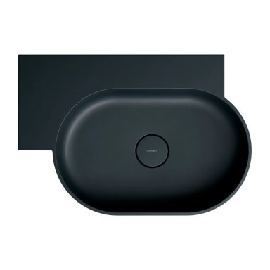 Matt black lava spalvos pakabinamas/pastatomas ant stalviršio praustuvas Omnires OVO M+ 55 x 36 cm (kairė) Matt black lava spalvos pakabinamas/pastatomas ant stalviršio praustuvas Omnires OVO M+ 55 x 36 cm (kairė)