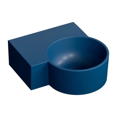 Matt midnight blue spalvos pakabinamas/pastatomas ant stalviršio praustuvas Omnires OVO M+ 33 x 34 cm (kairė) Matt midnight blue spalvos pakabinamas/pastatomas ant stalviršio praustuvas Omnires OVO M+ 33 x 34 cm (kairė)