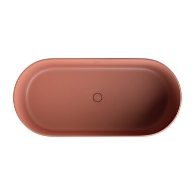 Matt terracotta laisvai pastatoma lieto akmens vonia su persipylimu Omnires OVO M+ OVO160WWZPTE 160 x 75 cm Matt terracotta laisvai pastatoma lieto akmens vonia su persipylimu Omnires OVO M+ OVO160WWZPTE 160 x 75 cm