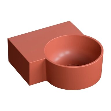 Matt terracotta spalvos pakabinamas/pastatomas ant stalviršio praustuvas Omnires OVO M+ 33 x 34 cm (kairė) Matt terracotta spalvos pakabinamas/pastatomas ant stalviršio praustuvas Omnires OVO M+ 33 x 34 cm (kairė)