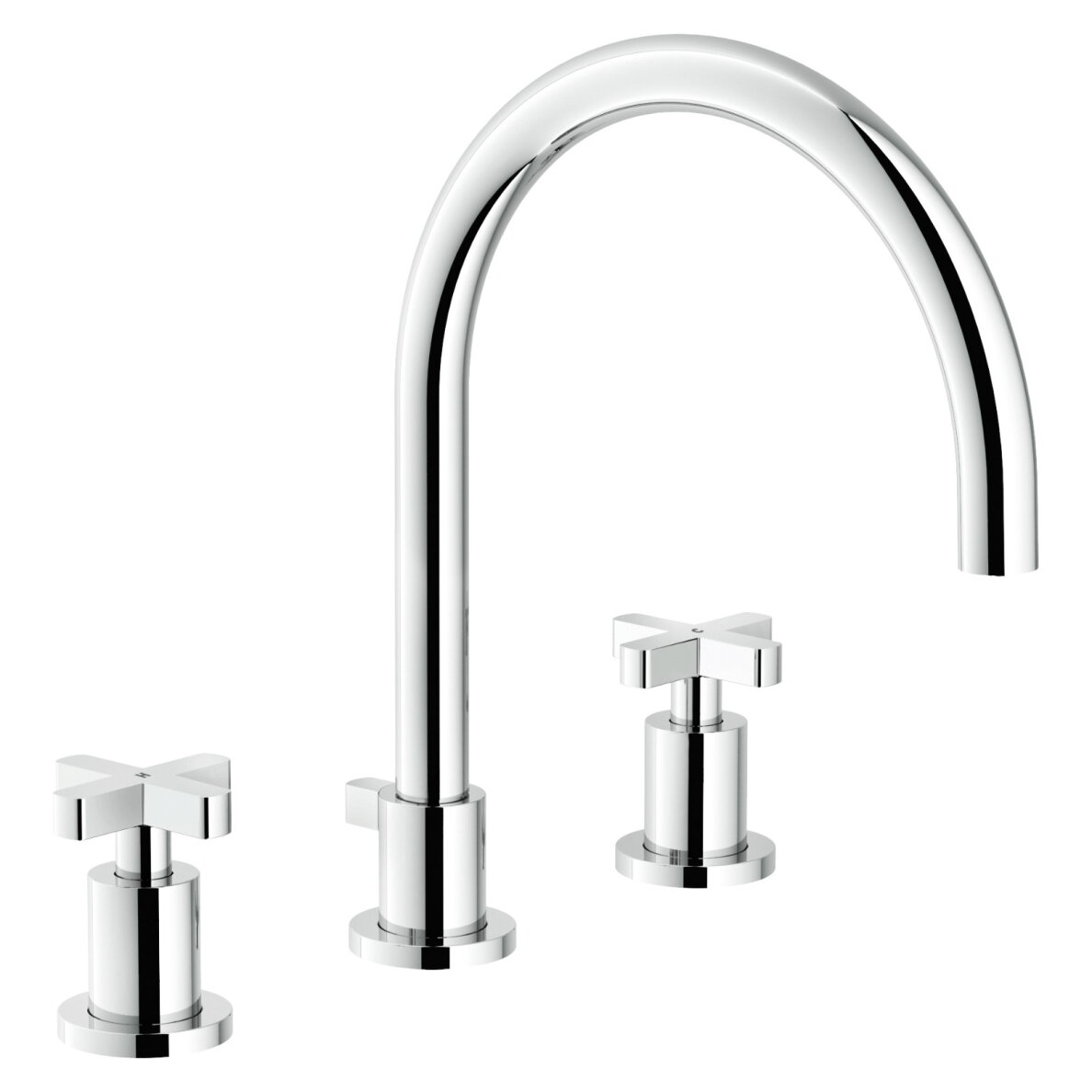 Nobili Lira trijų angų praustuvo maišytuvas ilgu snapu 1