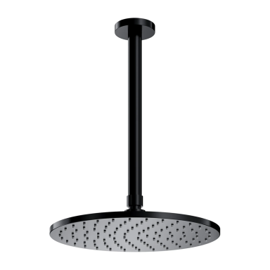 Omnires Slimline stacionari dušo galva su laikikliu iš lubų Matinė juoda - WSSET1BL Omnires Slimline stacionari dušo galva su laikikliu iš lubų Matinė juoda - WSSET1BL