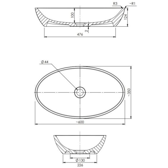 Pastatomas ant stalviršio praustuvas Omnires Marble+ SIENALUNBCP 3 Pastatomas ant stalviršio praustuvas Omnires Marble+ SIENALUNBCP 3