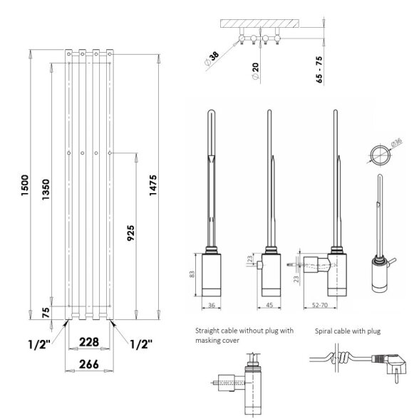PMH Rosendal One 1500x266 elektrinis rankšluosčių džiovintuvas 9