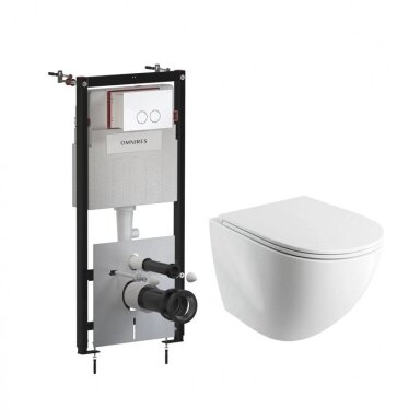Potinkinio rėmo Omnires STRONGFRAME ECO su baltos blizgios spalvos mygtuku ir pakabinamo klozeto Ottawa Comfort (Silent Power) 54 x 37 cm komplektas Potinkinio rėmo Omnires STRONGFRAME ECO su baltos blizgios spalvos mygtuku ir pakabinamo klozeto Ottawa Comfort (Silent Power) 54 x 37 cm komplektas