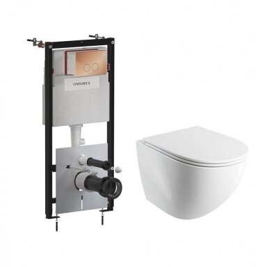 Potinkinio rėmo Omnires STRONGFRAME ECO su blizgaus vario spalvos mygtuku ir pakabinamo klozeto Ottawa Comfort (Silent Power) 54 x 37 cm komplektas Potinkinio rėmo Omnires STRONGFRAME ECO su blizgaus vario spalvos mygtuku ir pakabinamo klozeto Ottawa Comfort (Silent Power) 54 x 37 cm komplektas