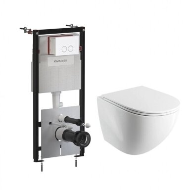 Potinkinio rėmo Omnires STRONGFRAME ECO su matiniu baltos spalvos mygtuku ir pakabinamo klozeto Ottawa Comfort (Silent Power) 54 x 37 cm komplektas Potinkinio rėmo Omnires STRONGFRAME ECO su matiniu baltos spalvos mygtuku ir pakabinamo klozeto Ottawa Comfort (Silent Power) 54 x 37 cm komplektas