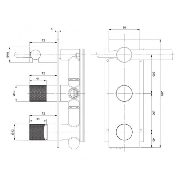 Potinkinis vonios/dušo maišytuvas Omnires Contour CT8035/1CR 1 Potinkinis vonios/dušo maišytuvas Omnires Contour CT8035/1CR 1