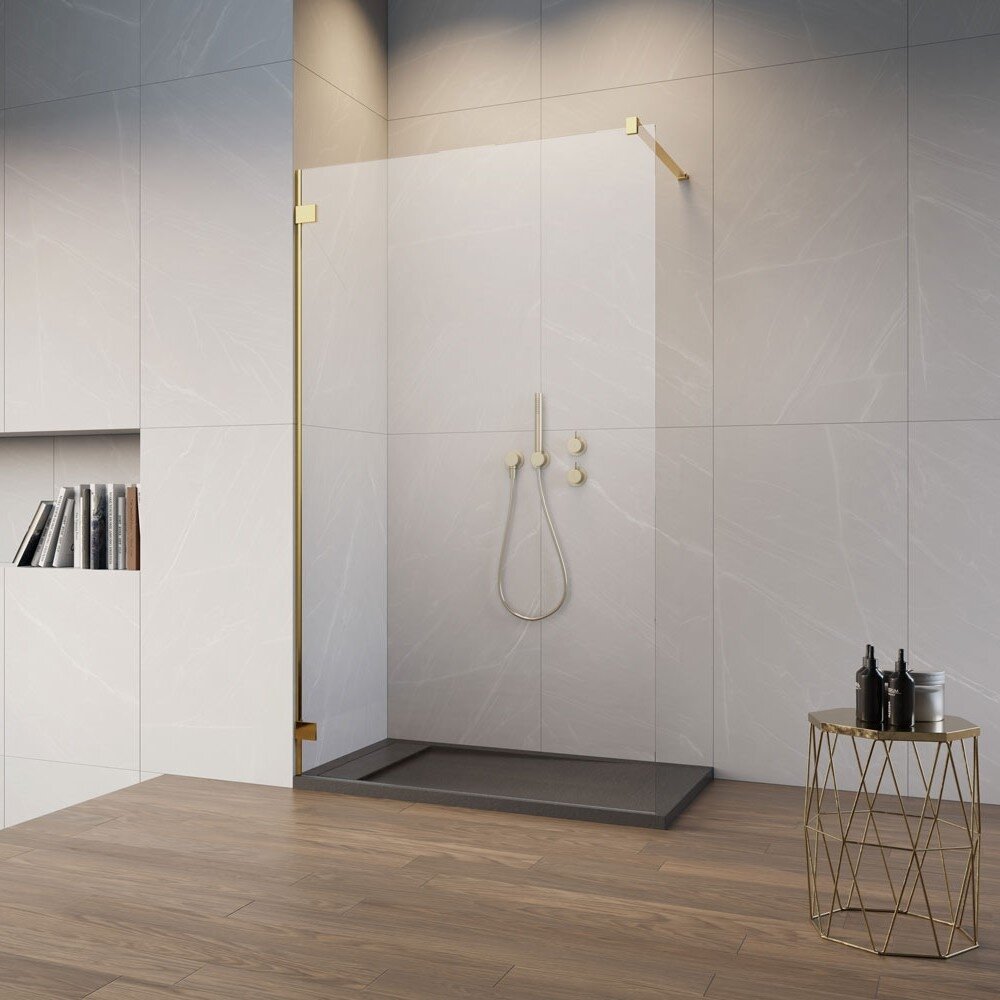 Radaway Essenza Pro Walk-in stabili dušo sienelė, blizgus auksas