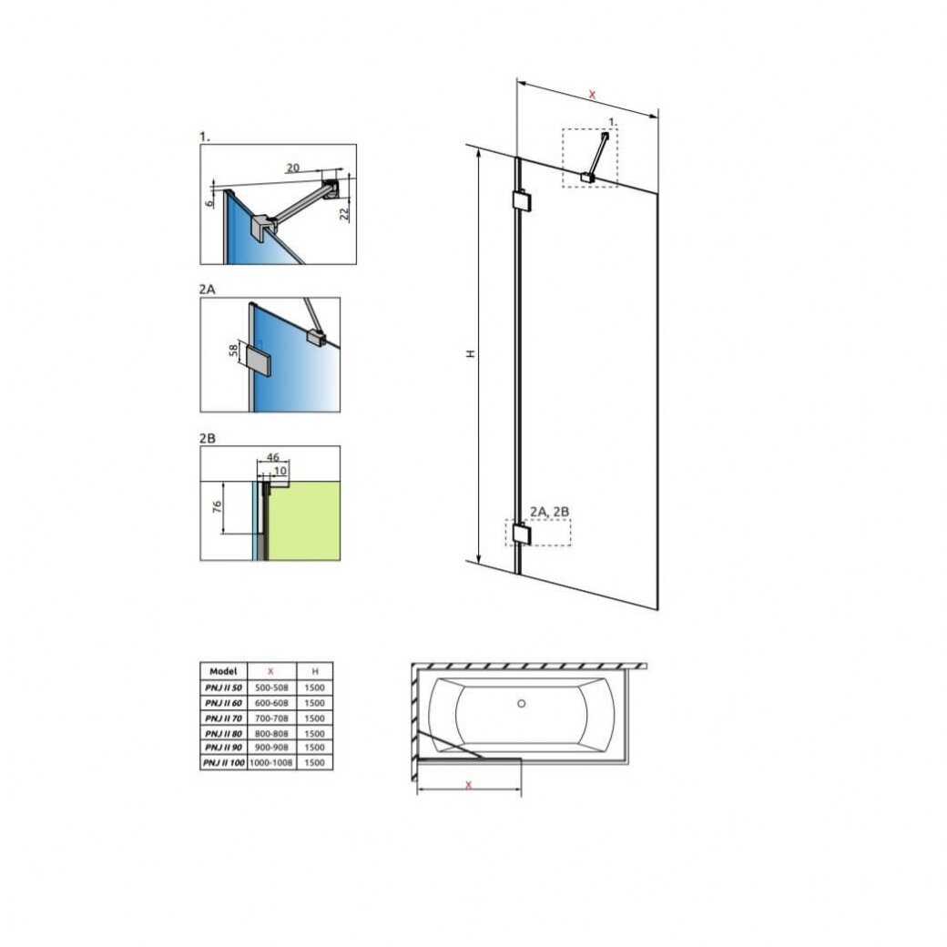 Radaway Essenza Pro White PNJ II vonios sienelė 5