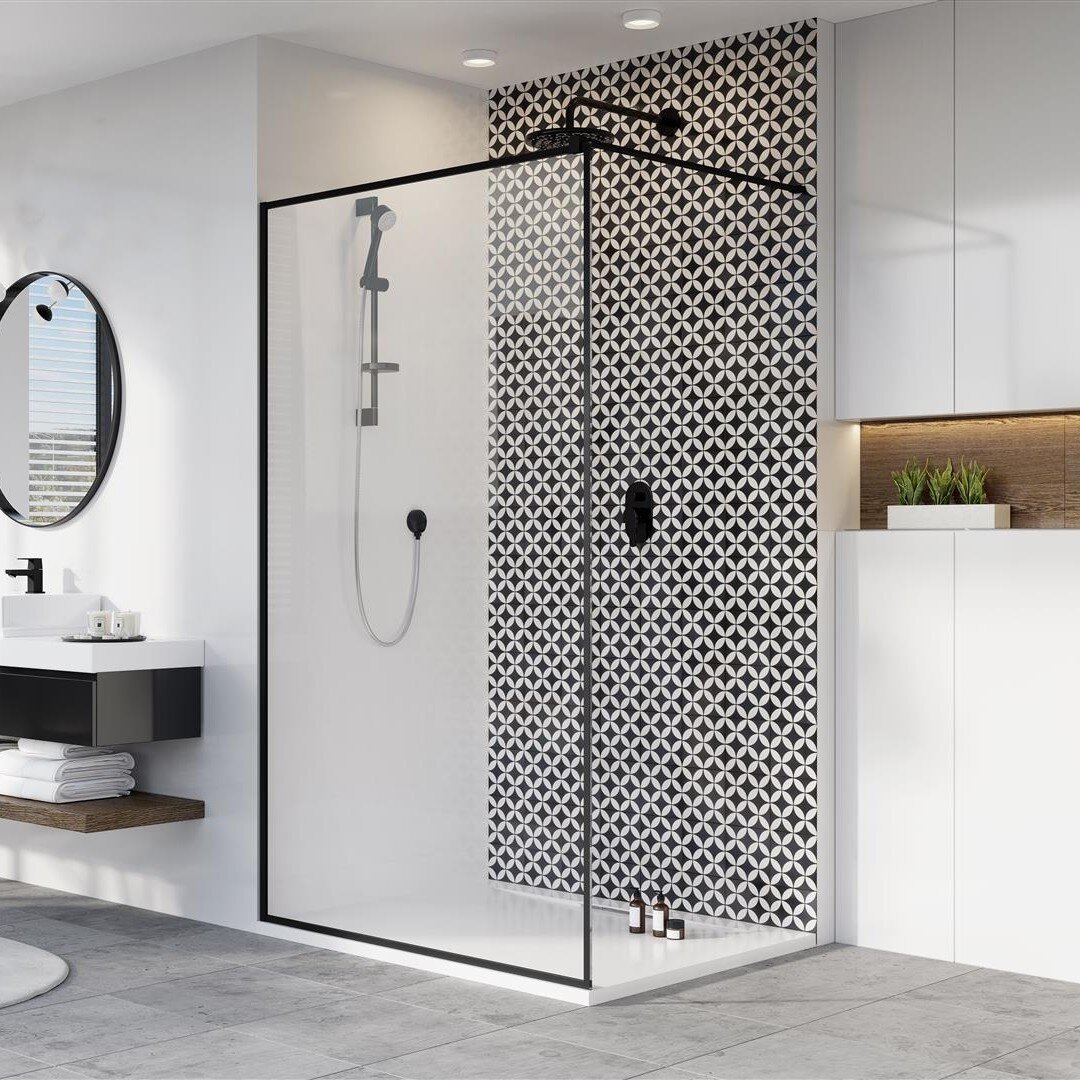 Radaway Modo New II Frame stabili dušo sienelė (Walk-in), juoda matinė