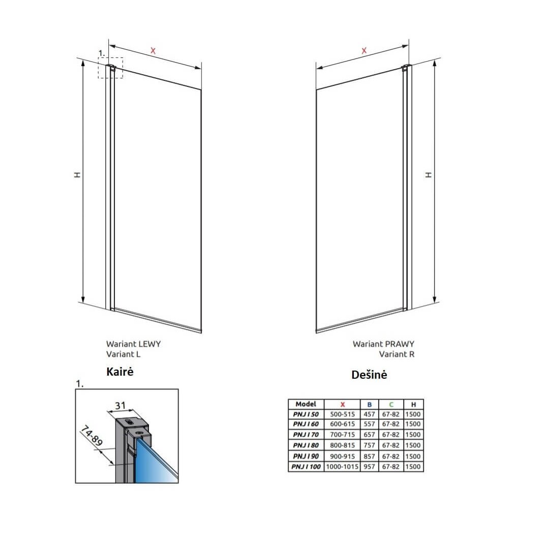 Radaway Nes PNJ I vonios sienelė, juoda matinė 4