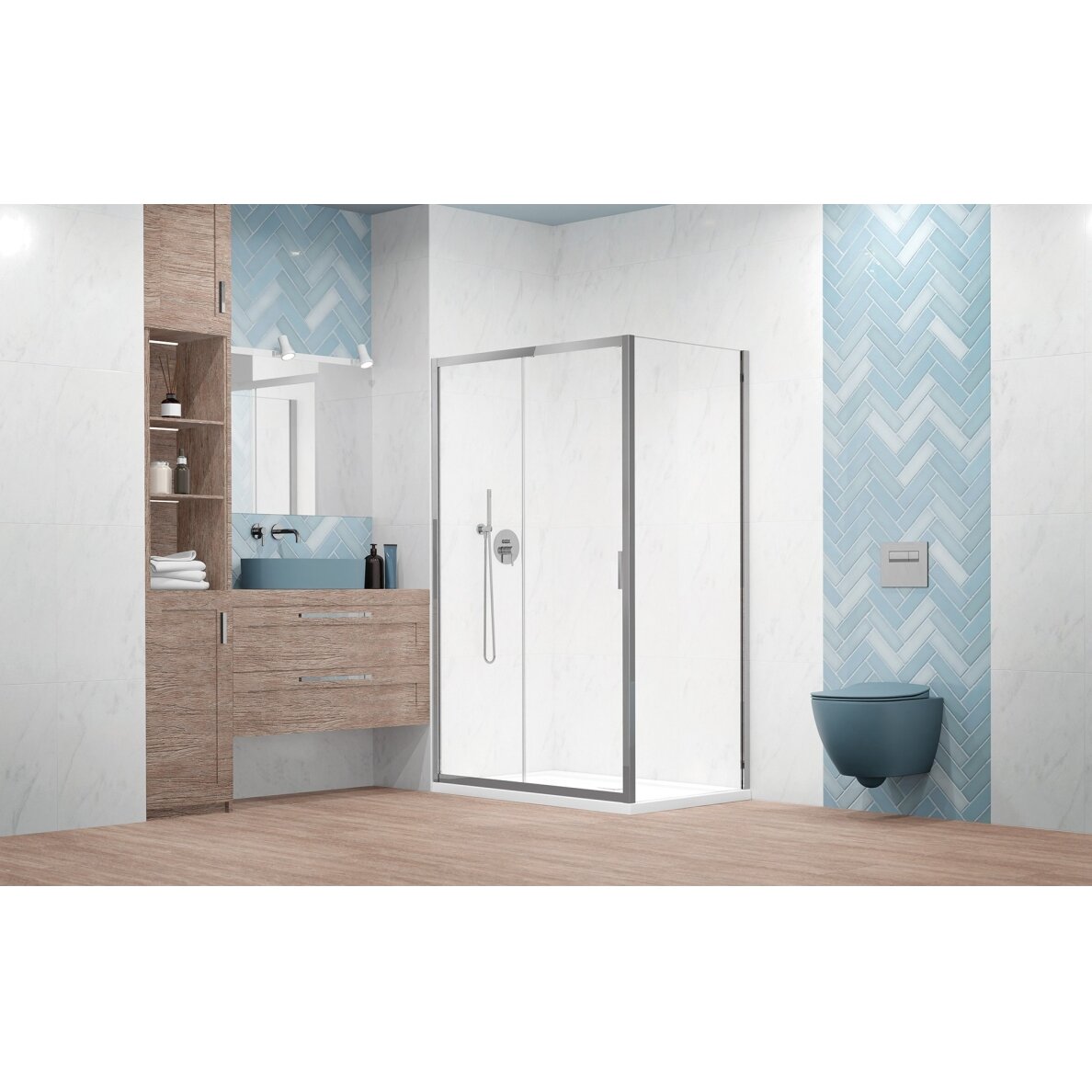 Radaway Alienta DWJ+S kampinė dušo kabina su stumdomomis durimis, chromas 1