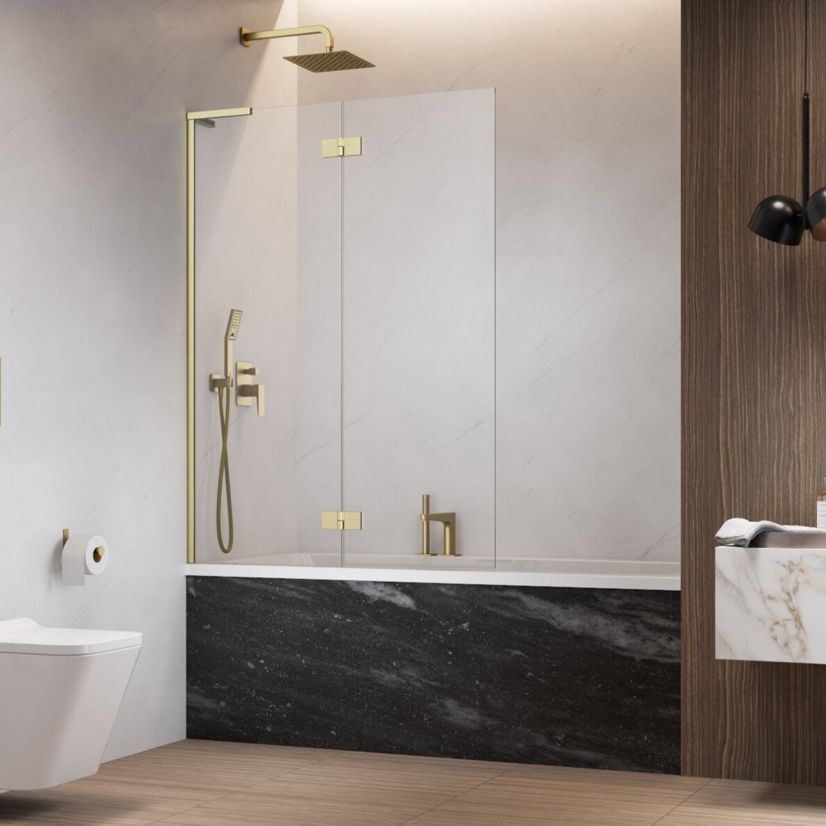 Radaway Essenza 8 SL PND II dviejų dalių vonios sienelė, šlifuotas auksas