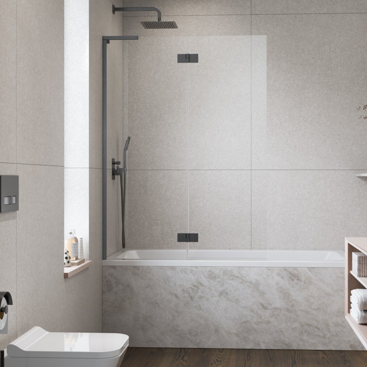 Radaway Essenza 8 SL PND II dviejų dalių vonios sienelė, šlifuotas GunMetal