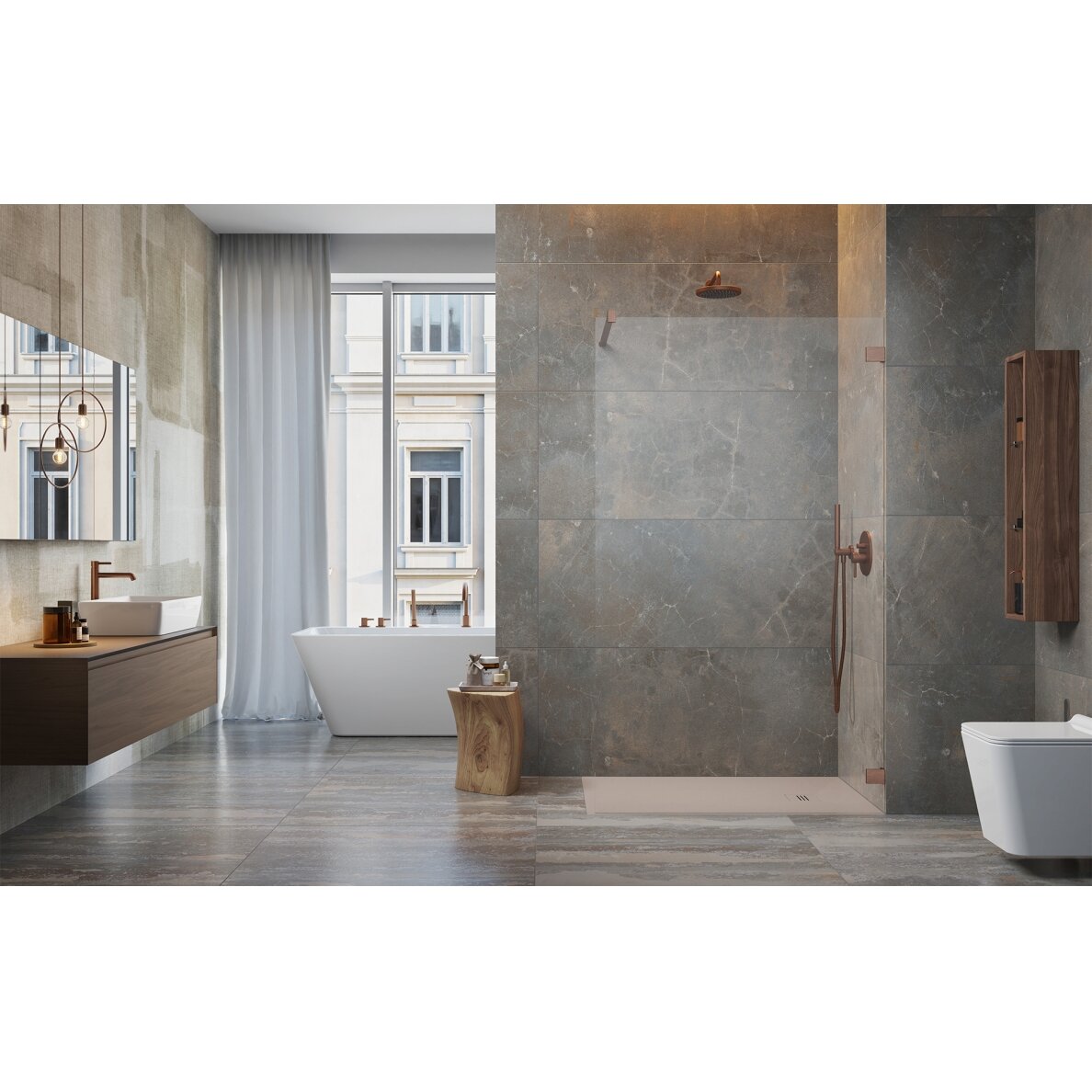 Radaway Essenza Pro 8 Walk-in stabili dušo sienelė, šlifuotas varis 1 Radaway Essenza Pro 8 Walk-in stabili dušo sienelė, šlifuotas varis 1